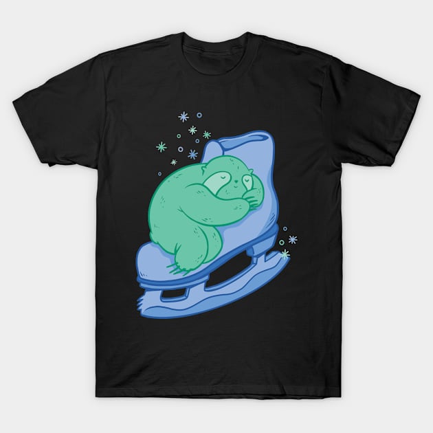 Ice Skate Sloth/ a Small Sloth Sleeping On An Ice Skate ice skating T-Shirt by franksuharkless